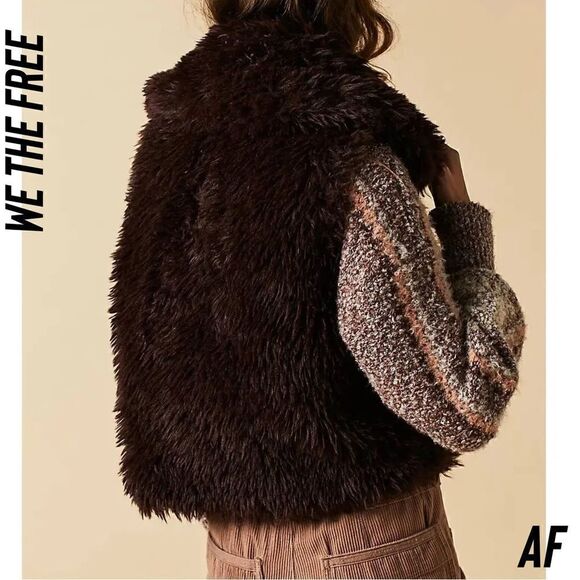 WE THE FREE PADDINGTON FAUX FUR VEST IN BROWN NEW XL - Picture 5 of 6